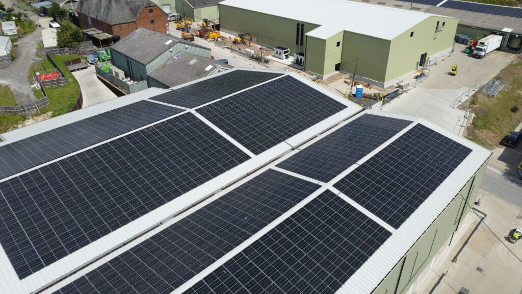 Photo of a solar array on a commercial building 